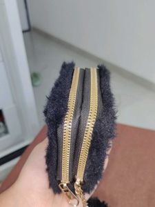 Fuzzy "PINK" Pouch with Pom
