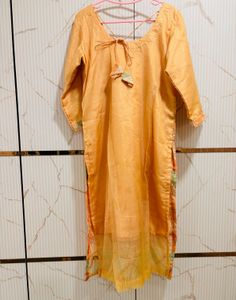 Peach &amp; Gold Festive Embroidered Suit Set