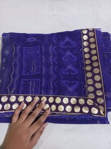 Purple Color Printed Saree With Lace