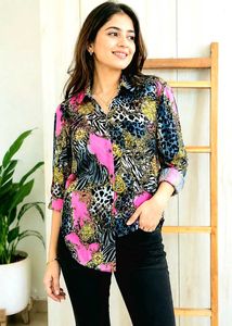 Printed Button-Up Shirt Size-34