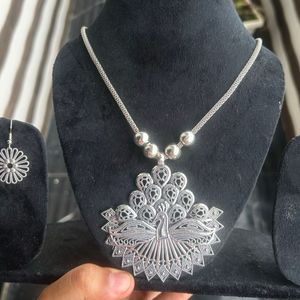 🦚Peacock Design Necklace &amp; Earring Set