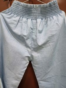 Button style Light Blue denim palazzo jeans