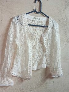 Partywear Crop Lace Bolero Shrug Sheer