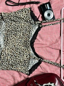 Cheetah Print Lace Trim Cami Top