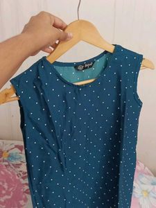 Teal Polka Dot Sleeveless Top