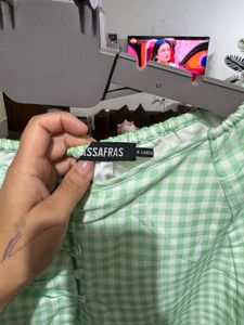 Cute Green Gingham Mini Skirt