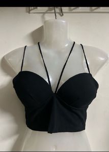 Black Halter Neck Crop Top