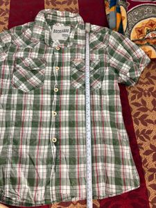 buckaroo Men's Green Plaid Short Sleeve Shirt