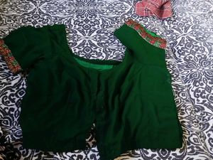 Emerald Green Embroidered Saree