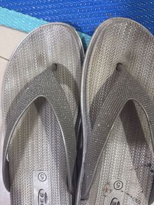 Silver Frisbee Flip Flops