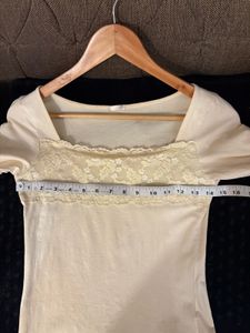 Cream Lace Square Neck Top
