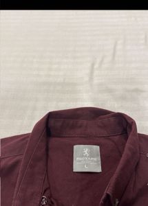 Maroon Collared Button-Up Shirt