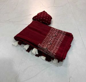 FESTIVAL 🧧 🪔 SELL Elegant Maroon Silk Saree with