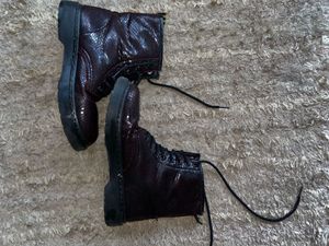 Burgundy Snakeskin Ankle Boots