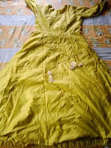 Yellow Kurta with Embellished Neckline