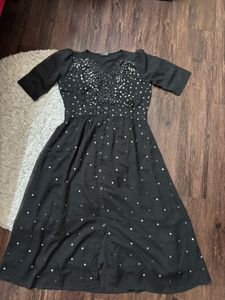 Sparkling Black Midi Dress