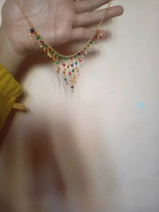 Gold Plated Multi-Color Beaded Necklace