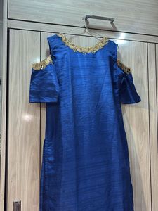 Elegant Royal Blue Cold Shoulder Kurta