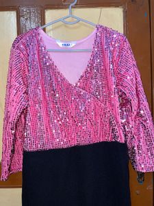 Sparkly Pink Sequin Long Sleeve Maxi Dress