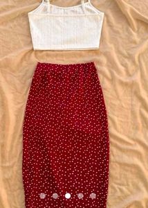 Red Hearts Co-ord Set with Slit ❤️