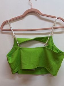 Lime Green Cut-Out Crop Top