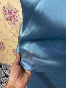 Blue Satin Two-Piece Set