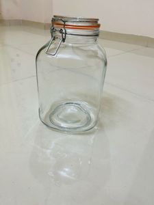 Large Vintage  Glass Clip Lid Jar