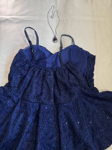 Navy Sequin Peplum Top