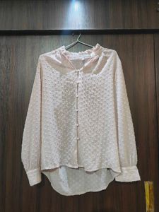 Chic Textured Button-Down Blouse top