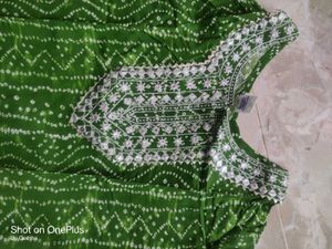 Green Bandhani Print Kurta with Pant and dupatta