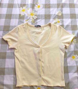 ZARA Pastel Yellow Cropped Top