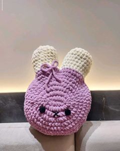 Handmade Crochet Bunny Pillow (Soft Plush Cushion)