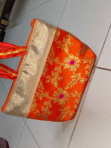 Orange Floral Pouch