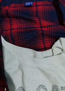 Red Plaid Shirt with Tee