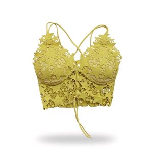 Yellow Star Lace-Up Crop Top