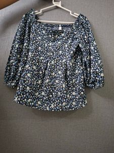 Chic Floral Print Square Neck Top