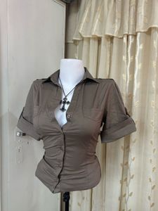 Chic Taupe Button-Up Shirt