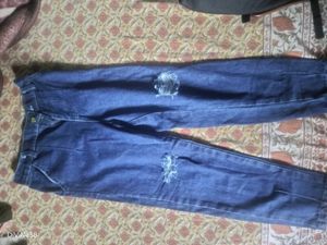 Blue Ripped Mom Fit Jeans