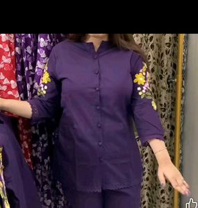 Embroidered Purple Kurta