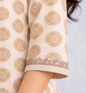 Fabindia Ethnic Motifs Silk Mandarin Collar Kurti