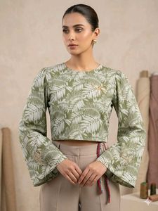 Stylish Leaf Print Crop Top (free delivery 🚚🔥🔥)