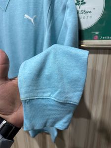 Puma Blue Crewneck Cotton Sweatshirt