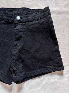 Black High-Waisted Denim Shorts