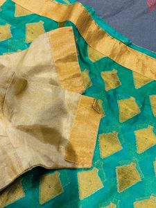 Elegant Green & Gold Saree