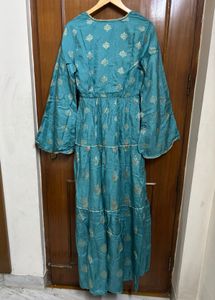 Teal Blue Floral Dress/Gown