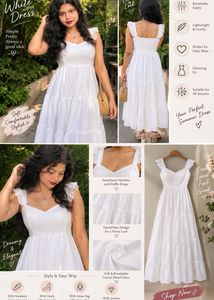 White Summer Tiered Midi Dress