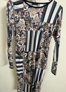 Patchwork Print Long Sleeve Dress