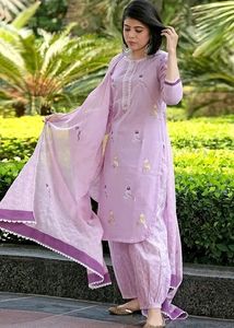 Cotton Lavender Kurta Set