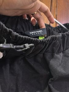 Black Cargo Pants with Graphic Print