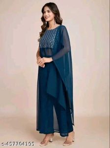 Elegant Teal Kurta with Embellished Top